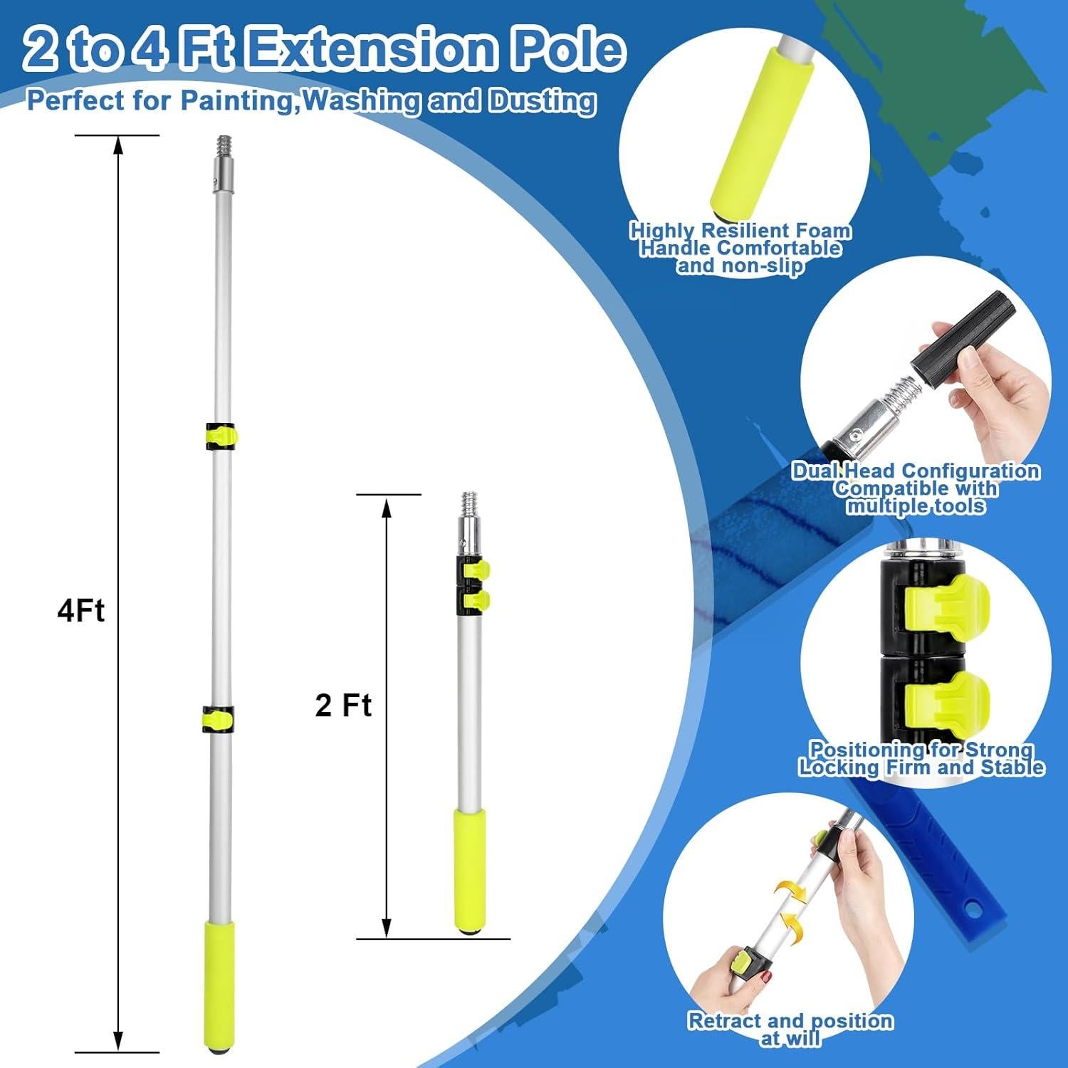 Kit de Rodillo de Pintura Rhibak 27 Piezas con Poste Extensible