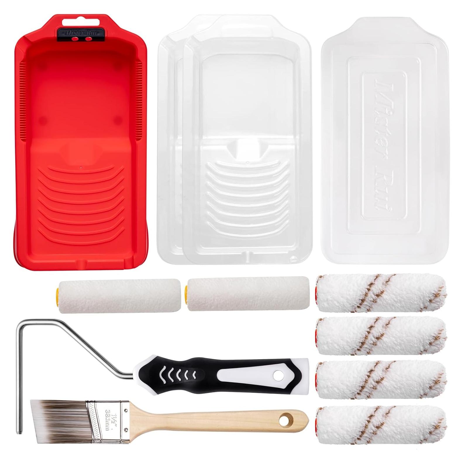 Kit de Rodillo de Pintura Mister Rui 12 Piezas 10 cm Microfibra