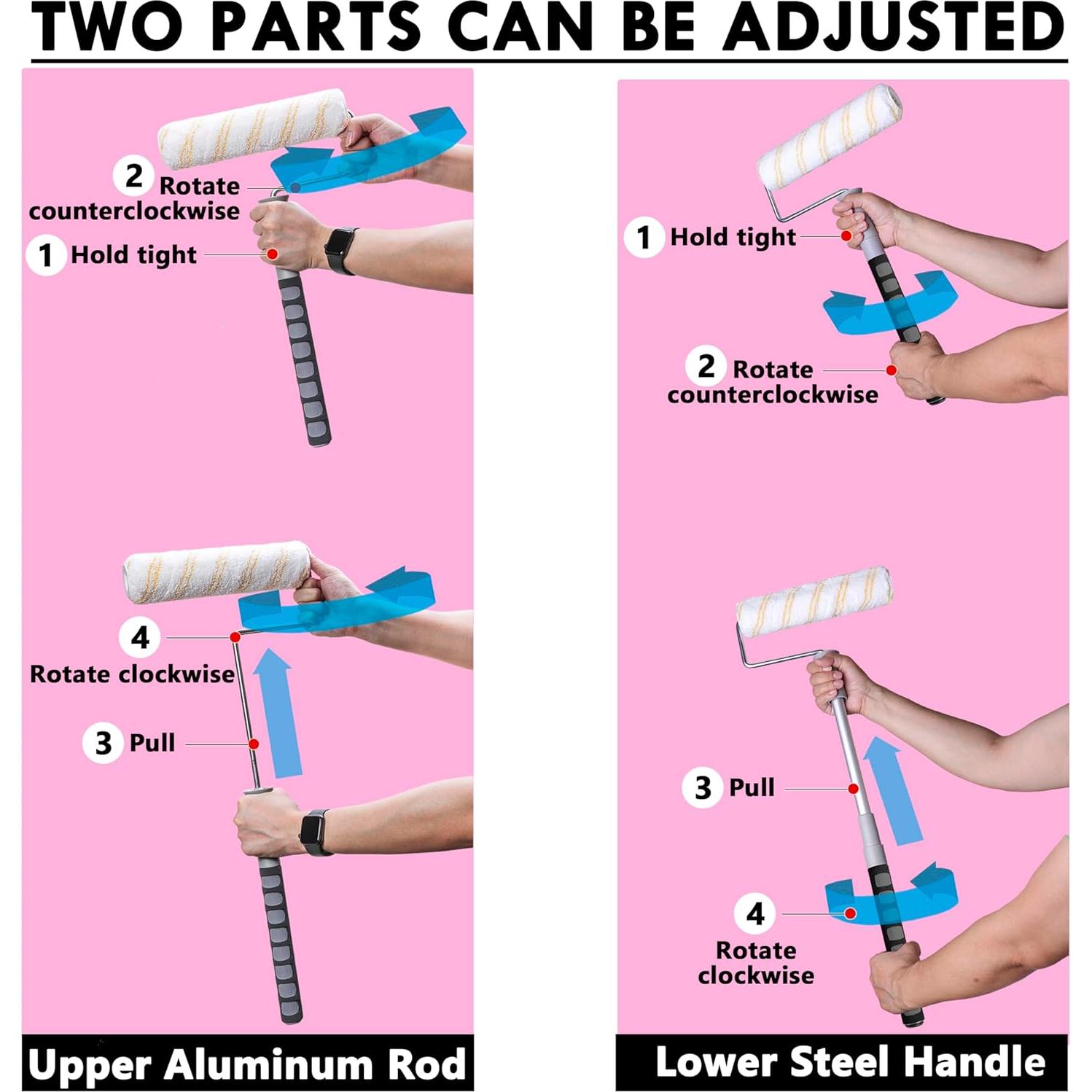 Kit de rodillos de pintura ajustable PinStone 6 piezas 9"