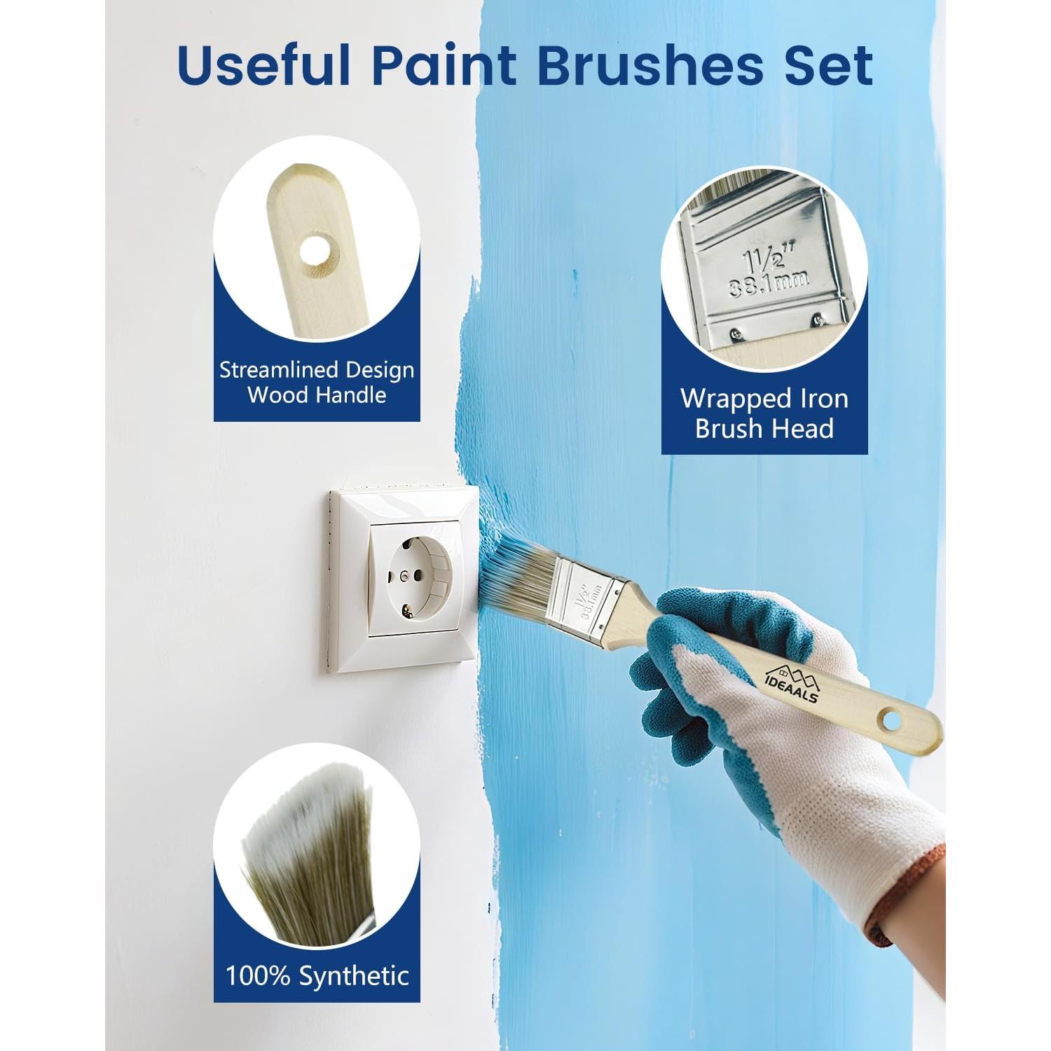 Kit de Rodillos de Pintura 32PCS IDEAALS con Palo Extensible