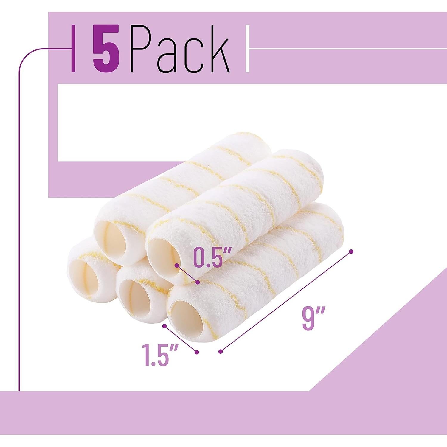 Fundas para Rodillos de Pintura Bates 9" Microfibra Paquete 5