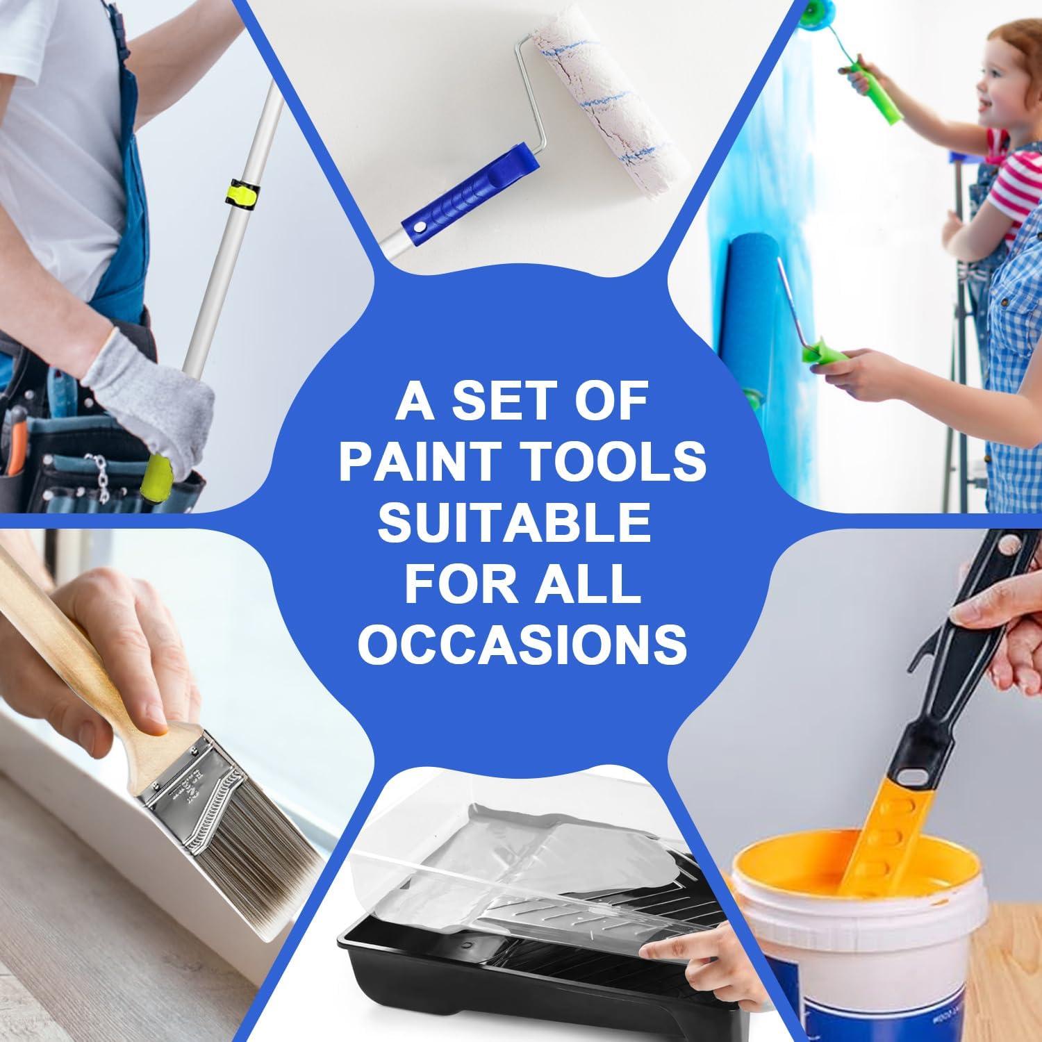 Kit de Pintura Profesional HJW 27 Piezas con Rodillos 4" y 9"