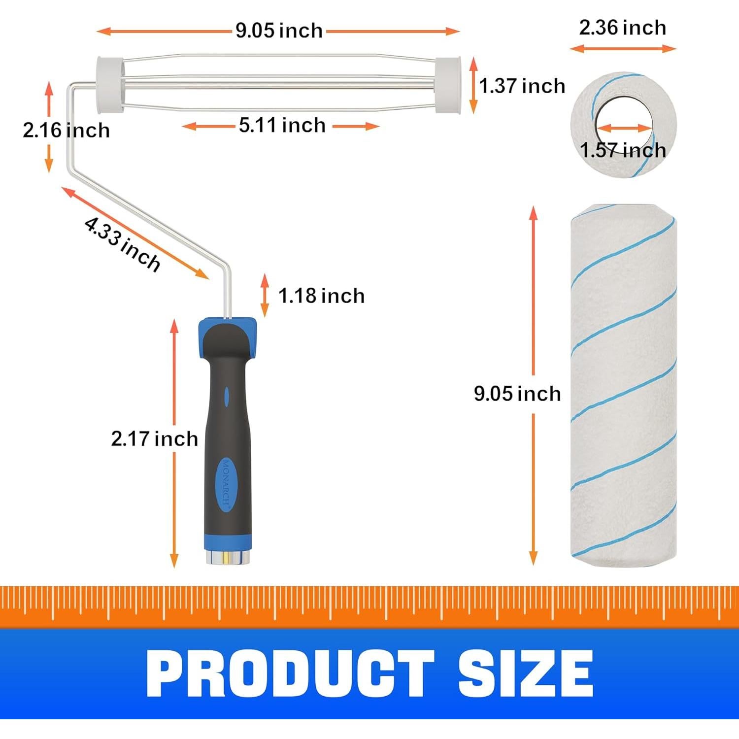 Rodillo de Pintura WHshawmics 9" con Mango Ajustable 1.52m