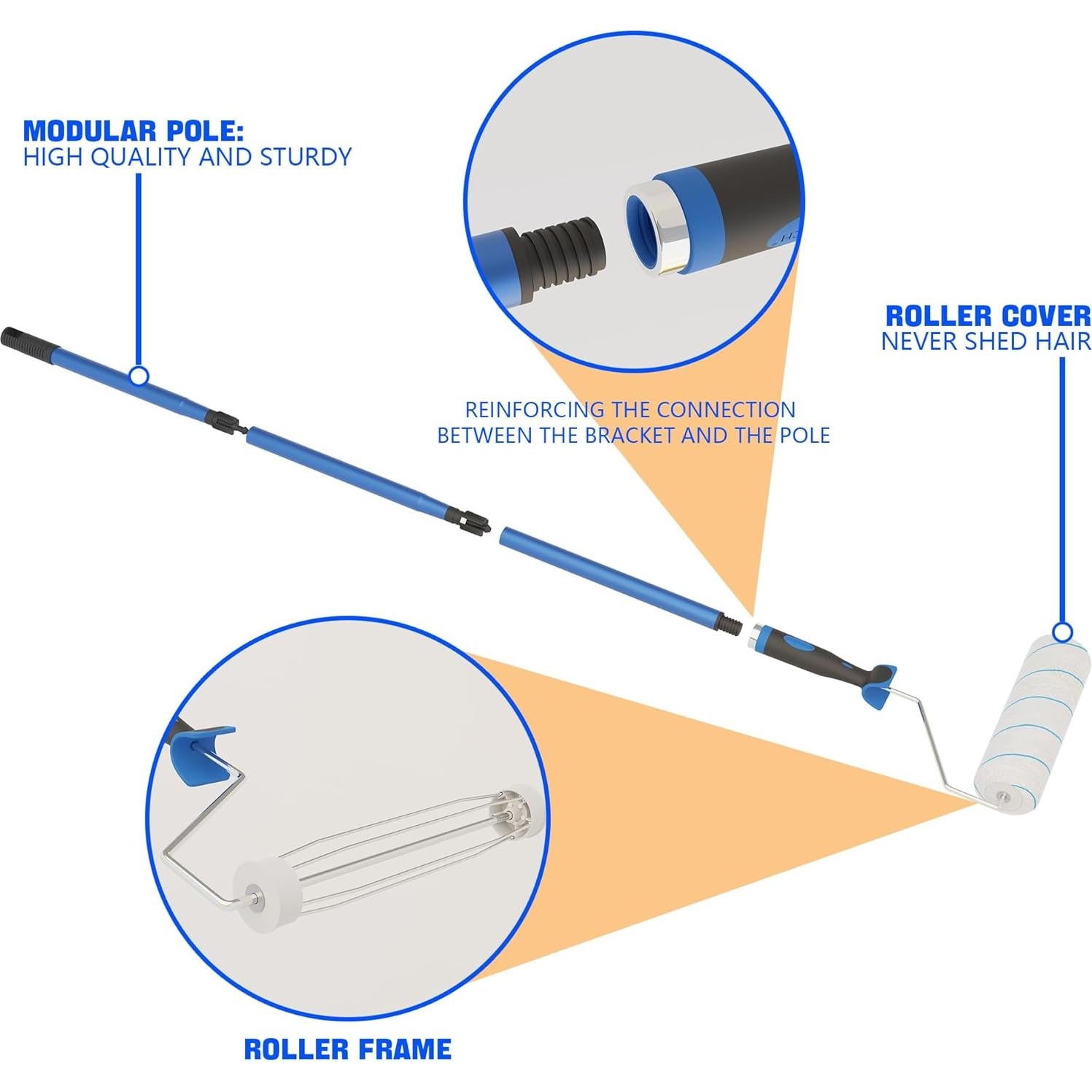 Rodillo de Pintura WHshawmics 9" con Mango Ajustable 1.52m