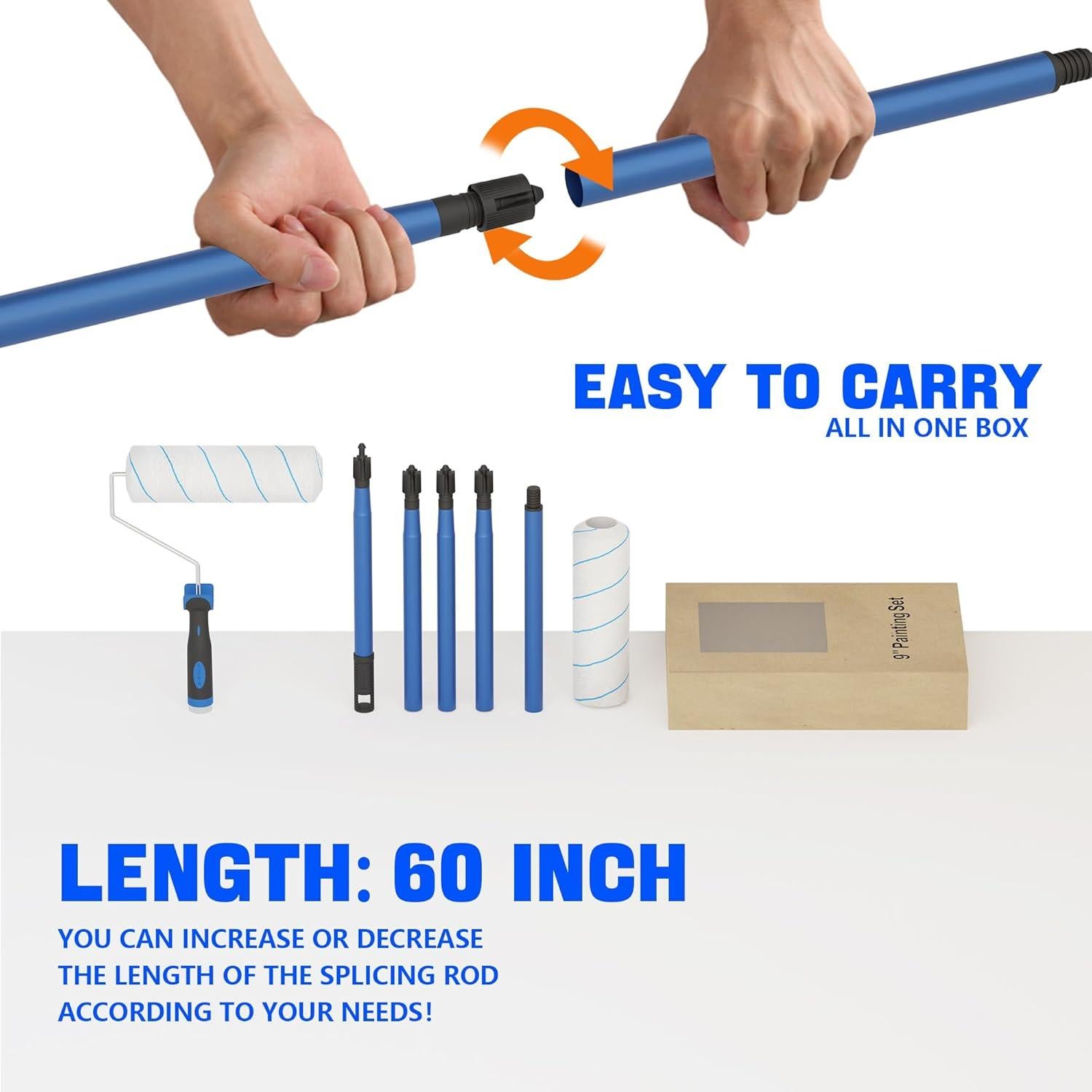 Rodillo de Pintura WHshawmics 9" con Mango Ajustable 1.52m