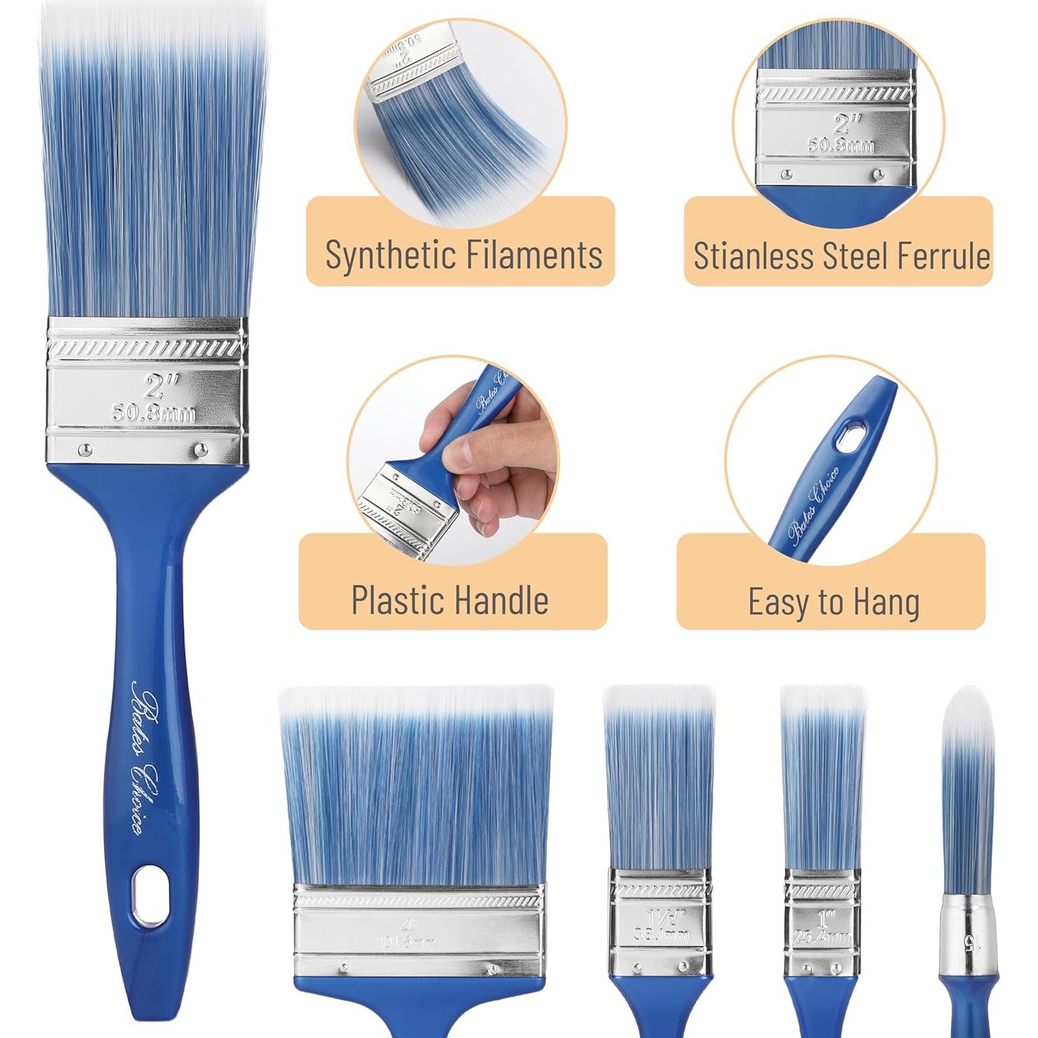 Juego de Brochas de Pintura Bates Choice - 5 Tamaños Ergonómicos