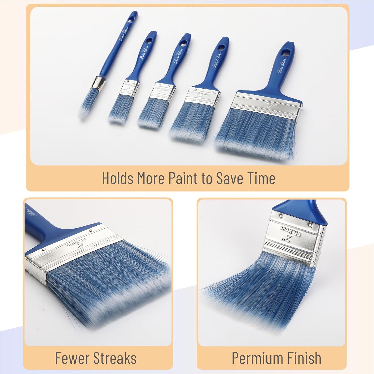 Juego de Brochas de Pintura Bates Choice - 5 Tamaños Ergonómicos