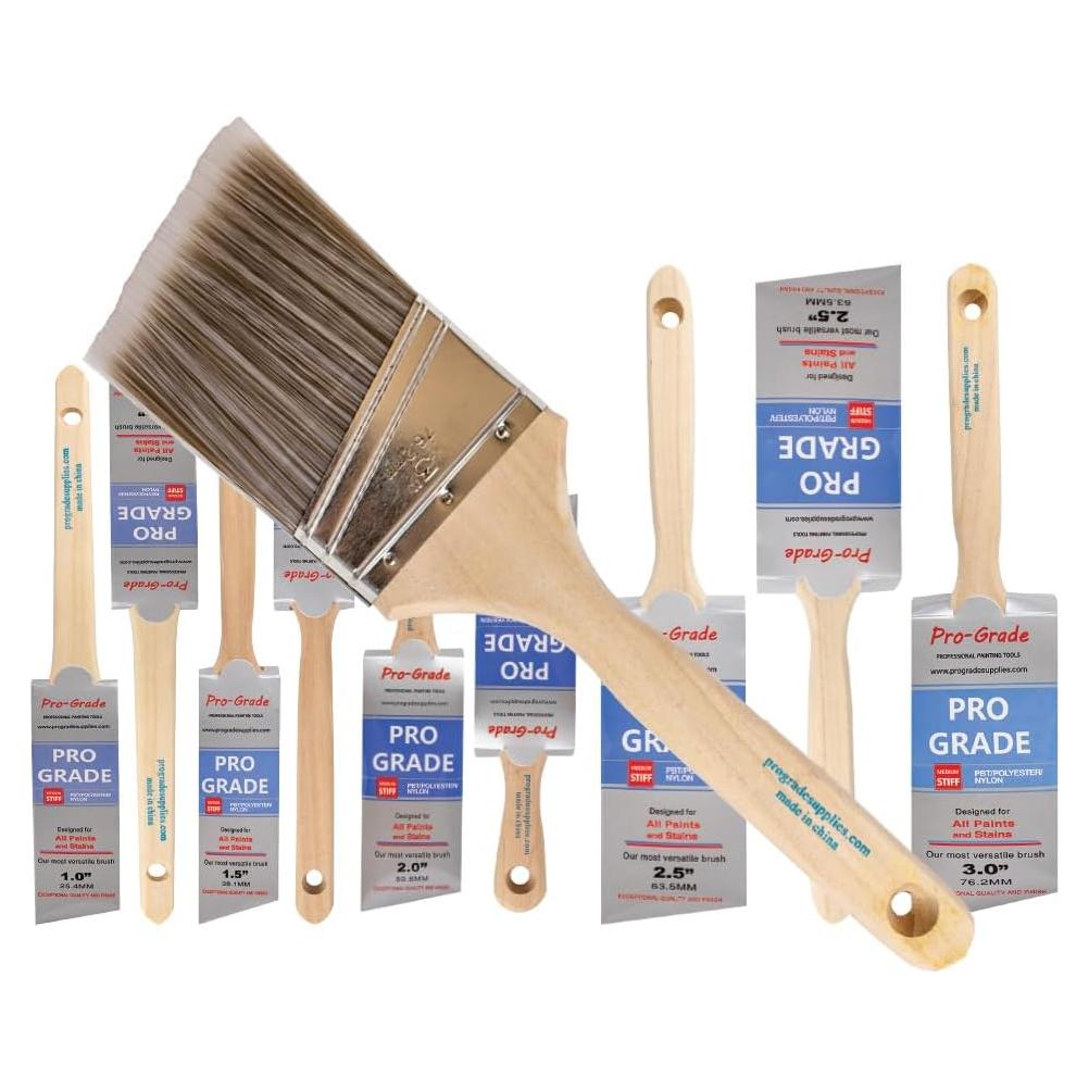 Juego de Brochas de Pintura Pro Grade 10 Piezas Ángulo