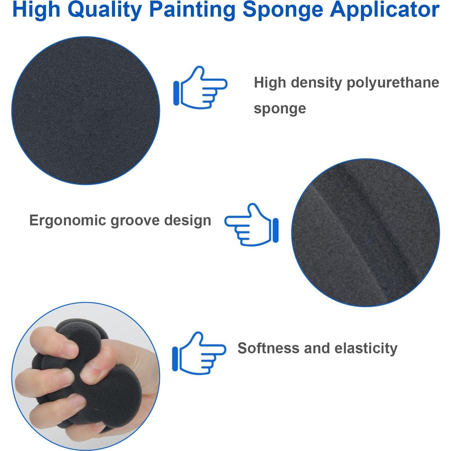 Aplicador de Esponja de Pintura Boyistar 3 Pcs Negro 4.7x7.7cm