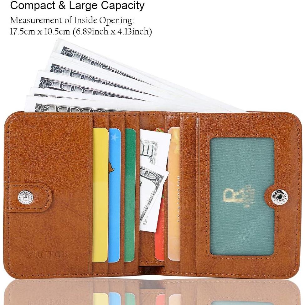 Billetera FUNTOR Bifolding RFID Cuero Genuino para Mujeres