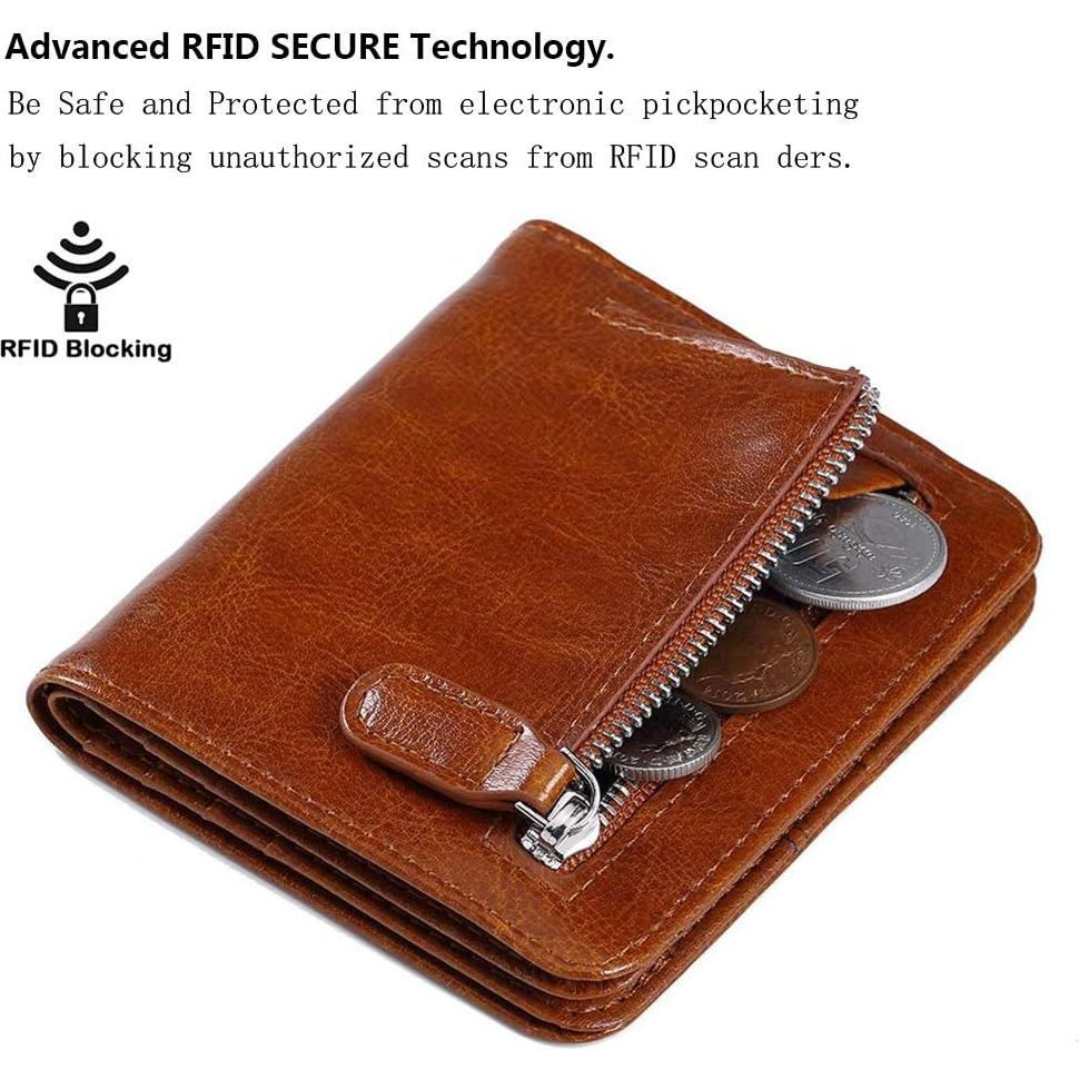 Billetera FUNTOR Bifolding RFID Cuero Genuino para Mujeres