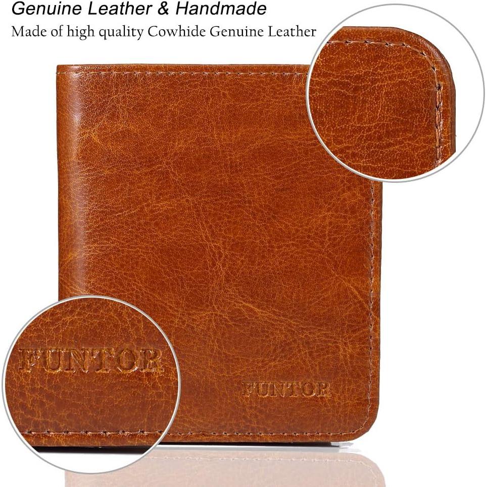 Billetera FUNTOR Bifolding RFID Cuero Genuino para Mujeres