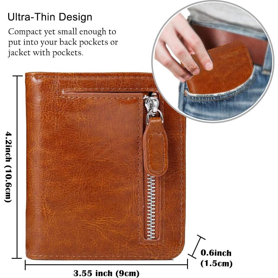 Billetera FUNTOR Bifolding RFID Cuero Genuino para Mujeres