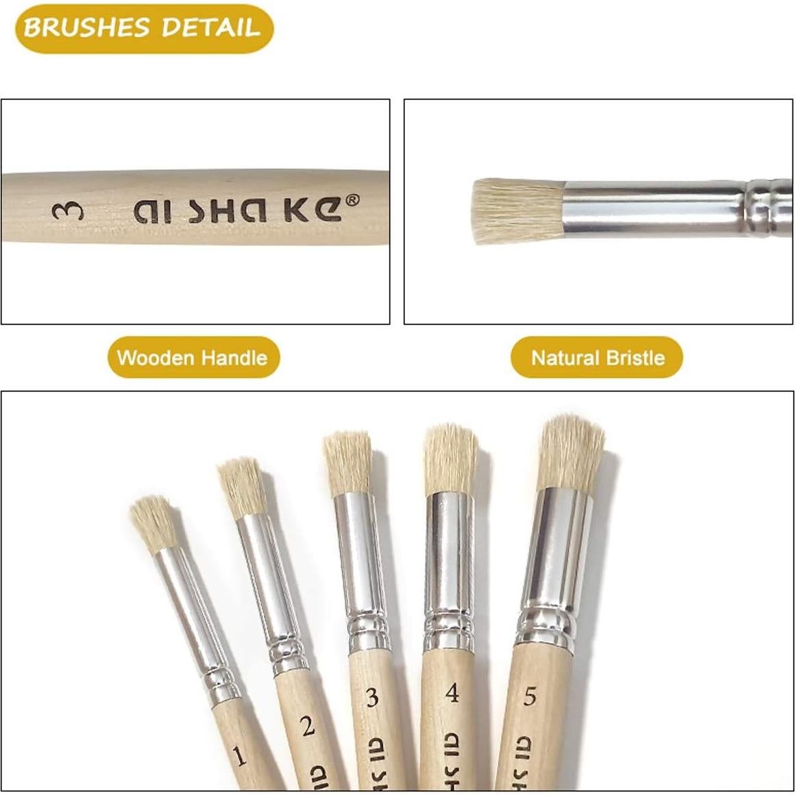 Juego de Pinceles de Plantilla Auhoahsil, 5 Pcs Cerda Natural