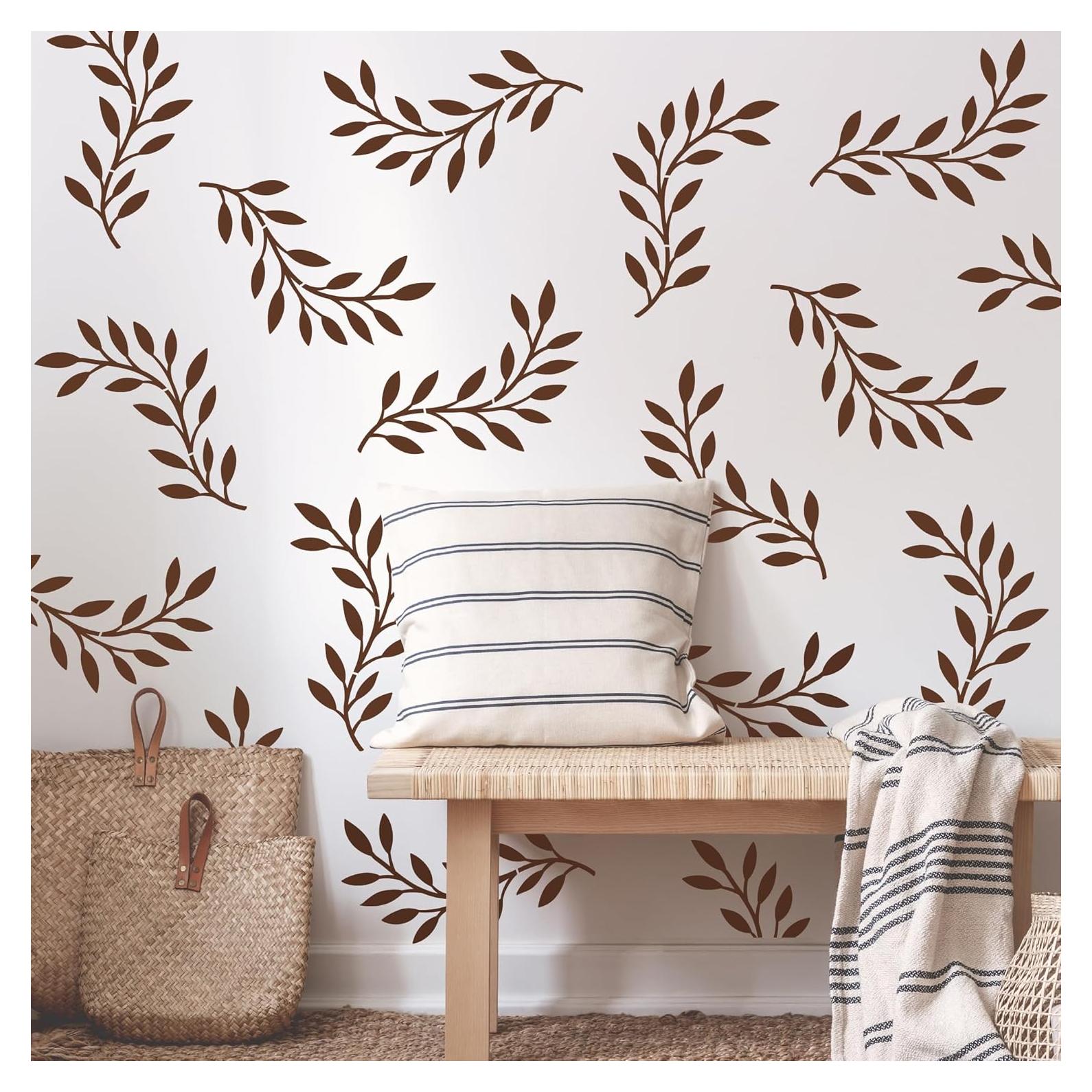 Plantilla de Pared Reutilizable SHYJSHYJ Hoja de Olivo 36x30 cm