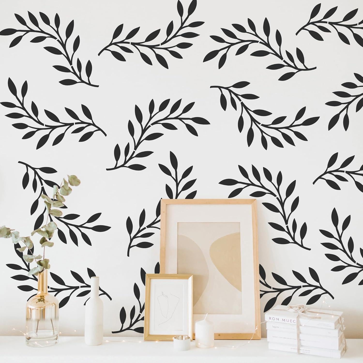 Plantilla de Pared Reutilizable SHYJSHYJ Hoja de Olivo 36x30 cm