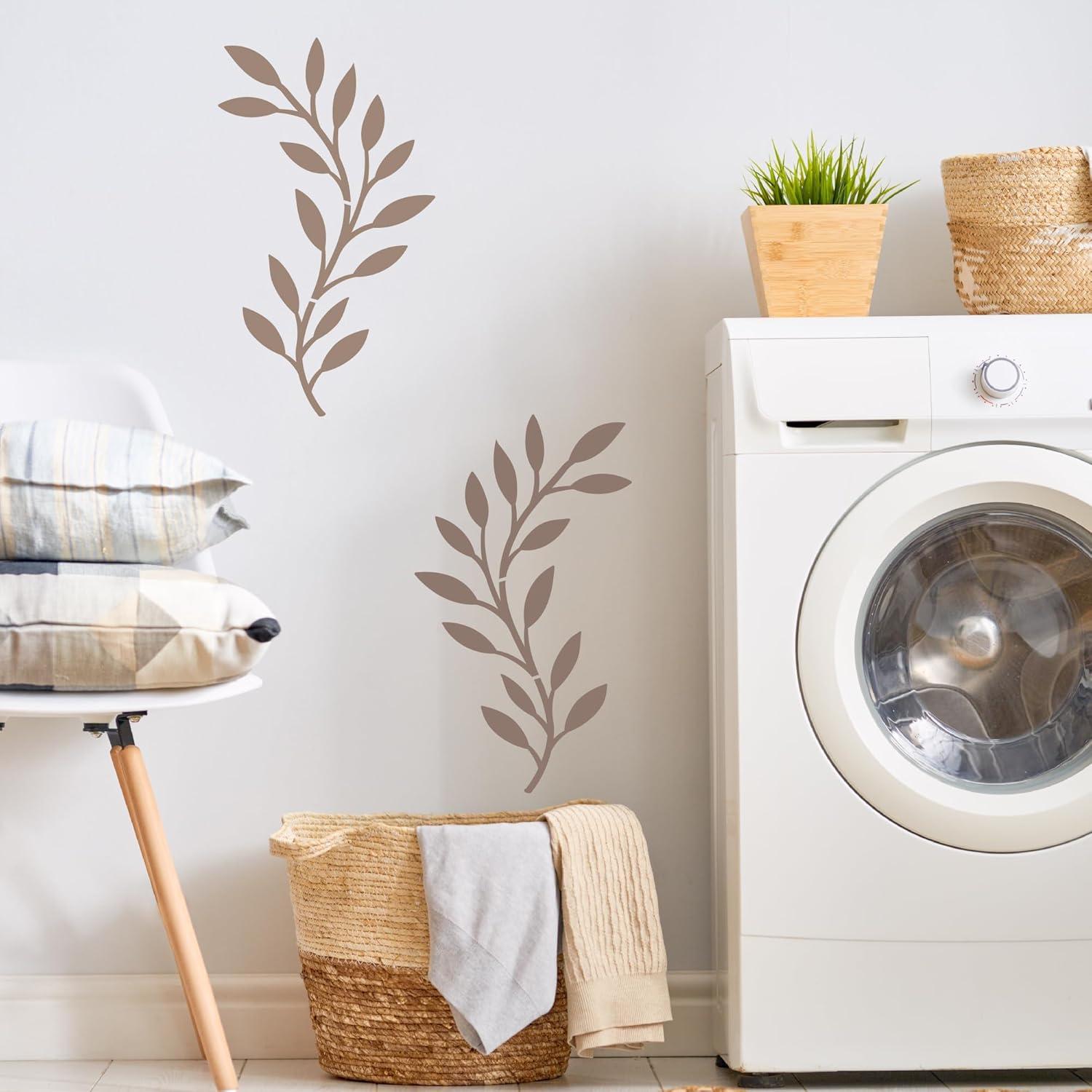 Plantilla de Pared Reutilizable SHYJSHYJ Hoja de Olivo 36x30 cm