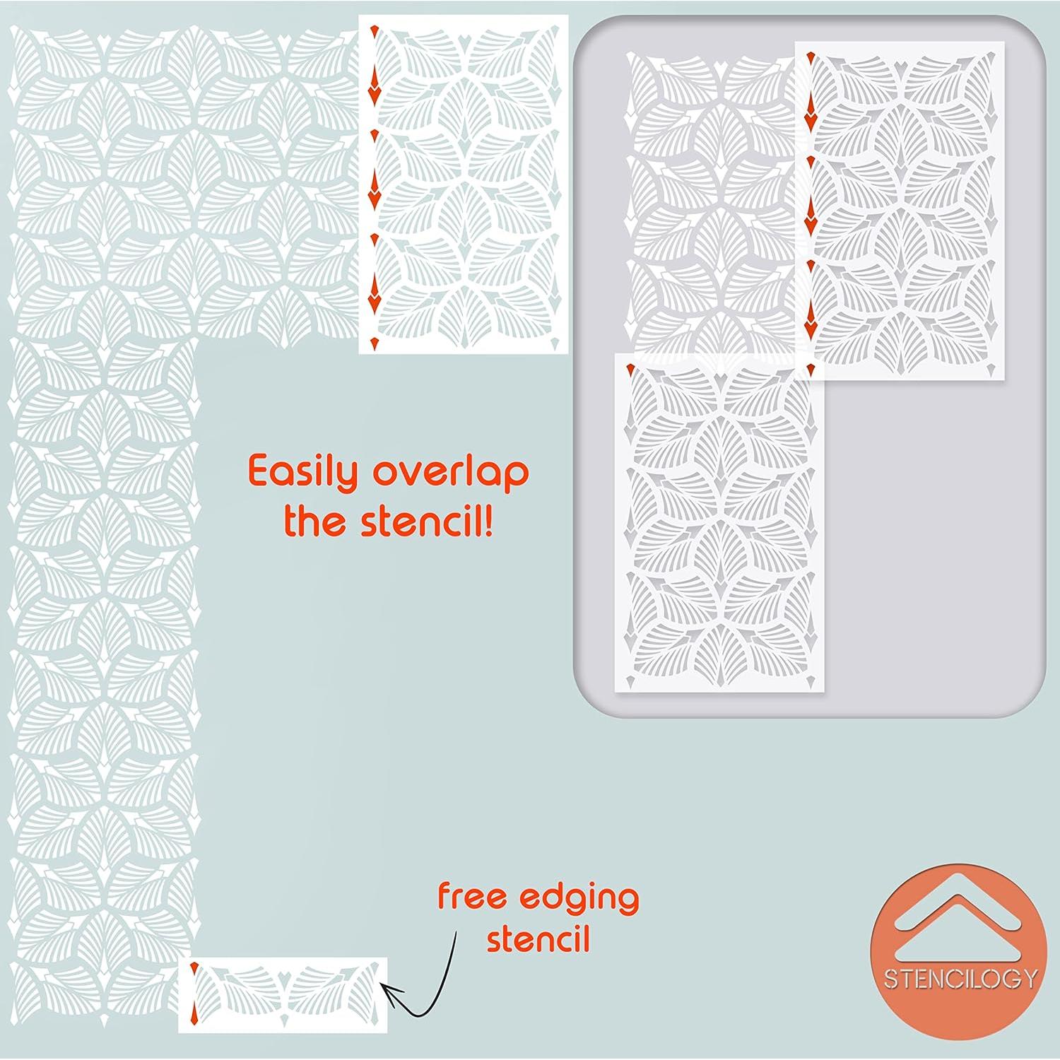 Plantilla de Pared XL STENCILOGY 96.5x58.4 cm Floral