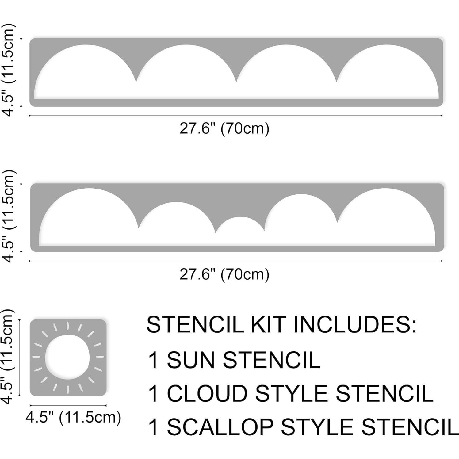 Kit de Esténciles de Frontera SHYJSHYJ - Concha y Nube 70.1x11.4 cm