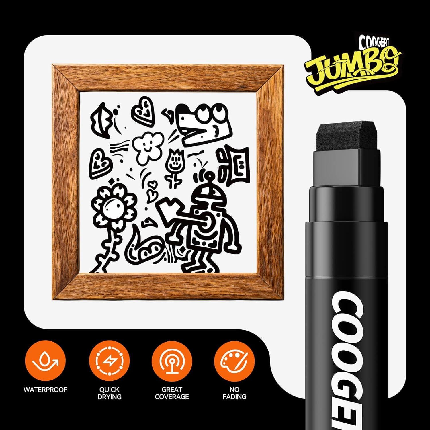 Marcadores de Póster Jumbo Coogert 15MM Negros 3 Pcs