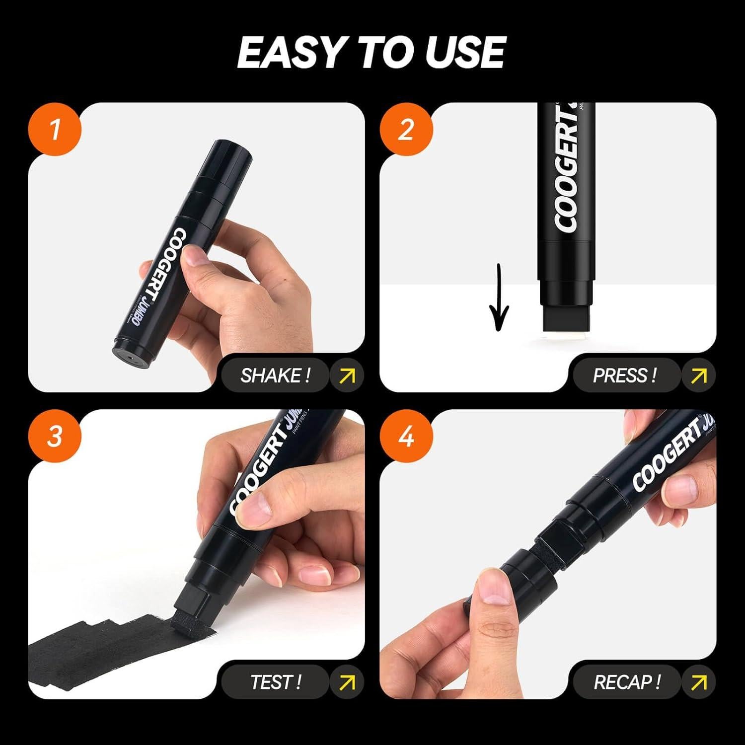 Marcadores de Póster Jumbo Coogert 15MM Negros 3 Pcs