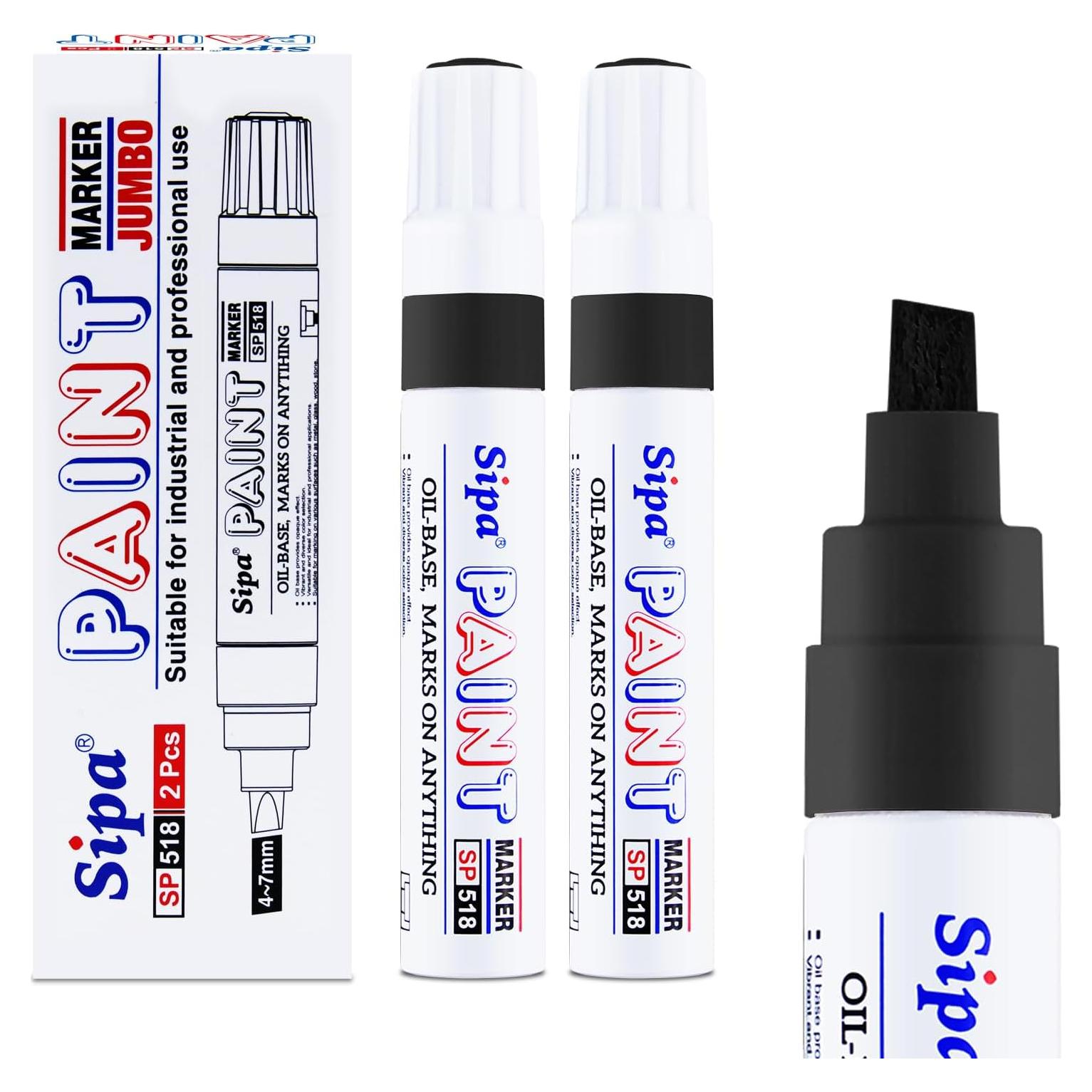 Marcadores de Pintura Sipa Jumbo Negro 2 Unidades Punta Chisel