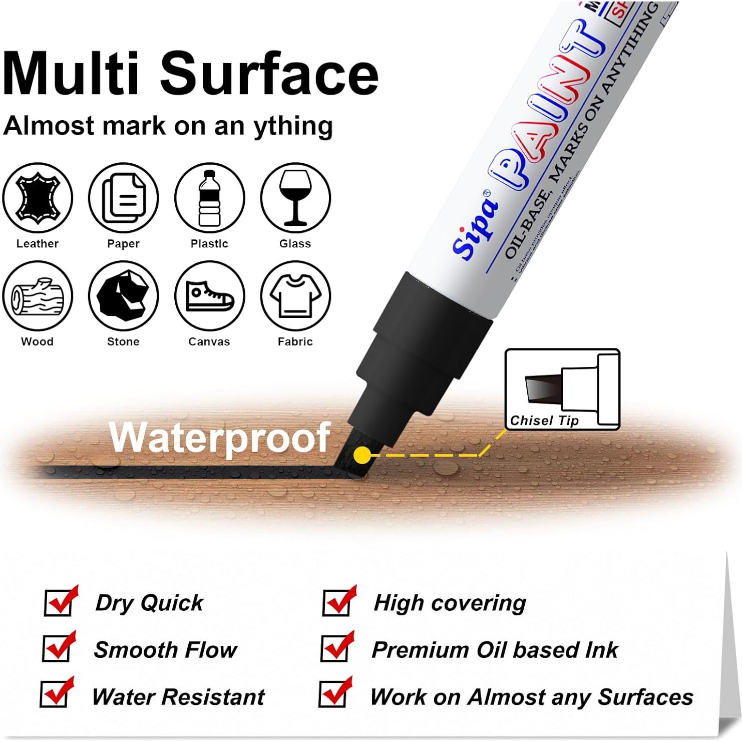 Marcadores de Pintura Sipa Jumbo Negro 2 Unidades Punta Chisel