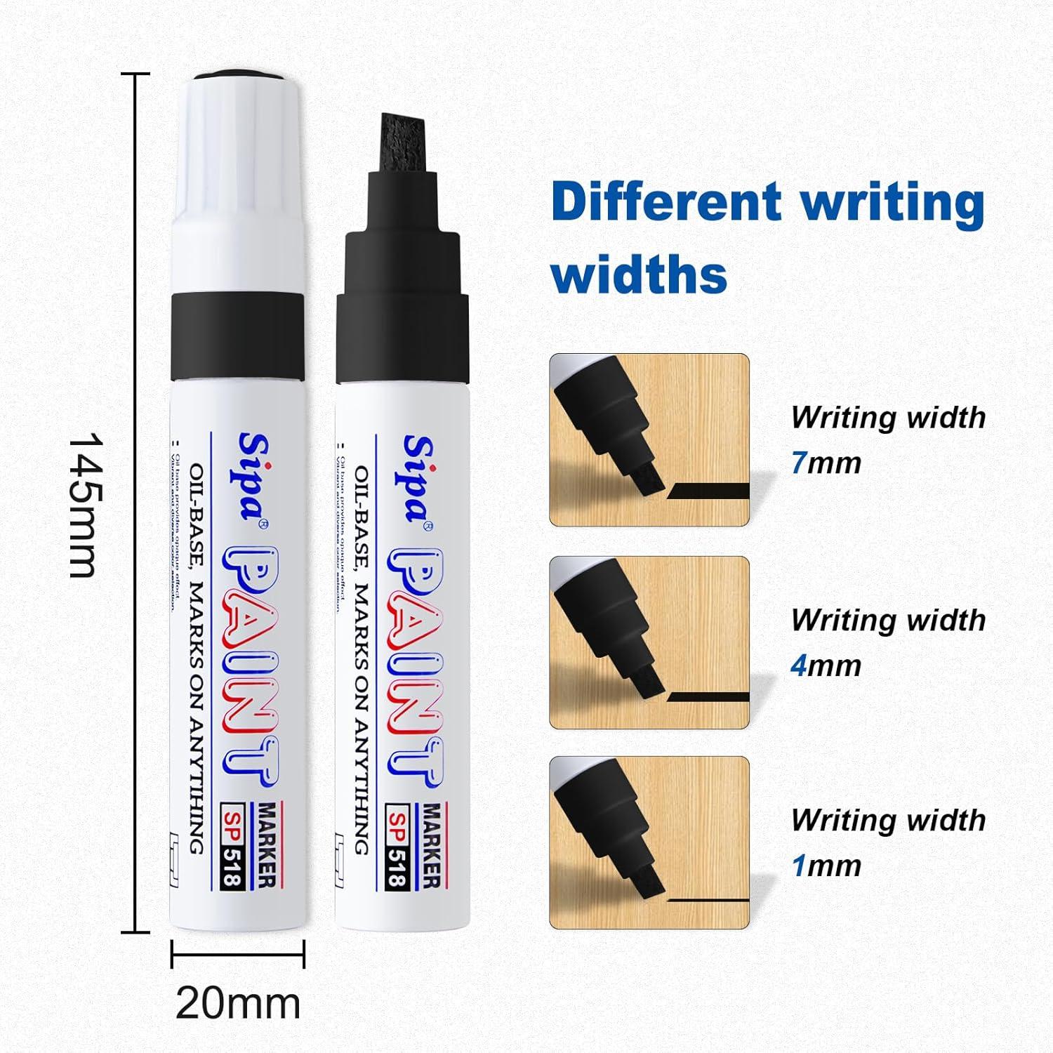 Marcadores de Pintura Sipa Jumbo Negro 2 Unidades Punta Chisel