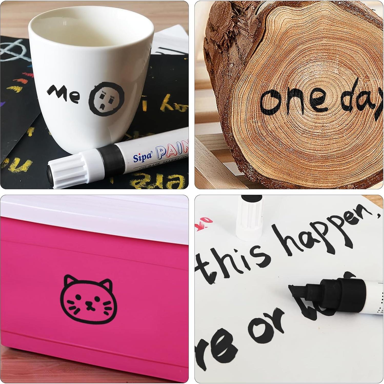 Marcadores de Pintura Sipa Jumbo Negro 2 Unidades Punta Chisel