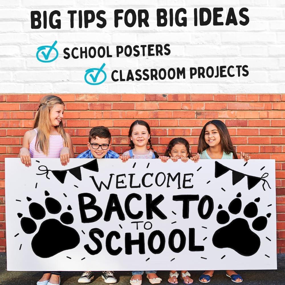 4 Marcadores de Póster Jumbo Funcils 15mm Negros para Madera y Vidrio