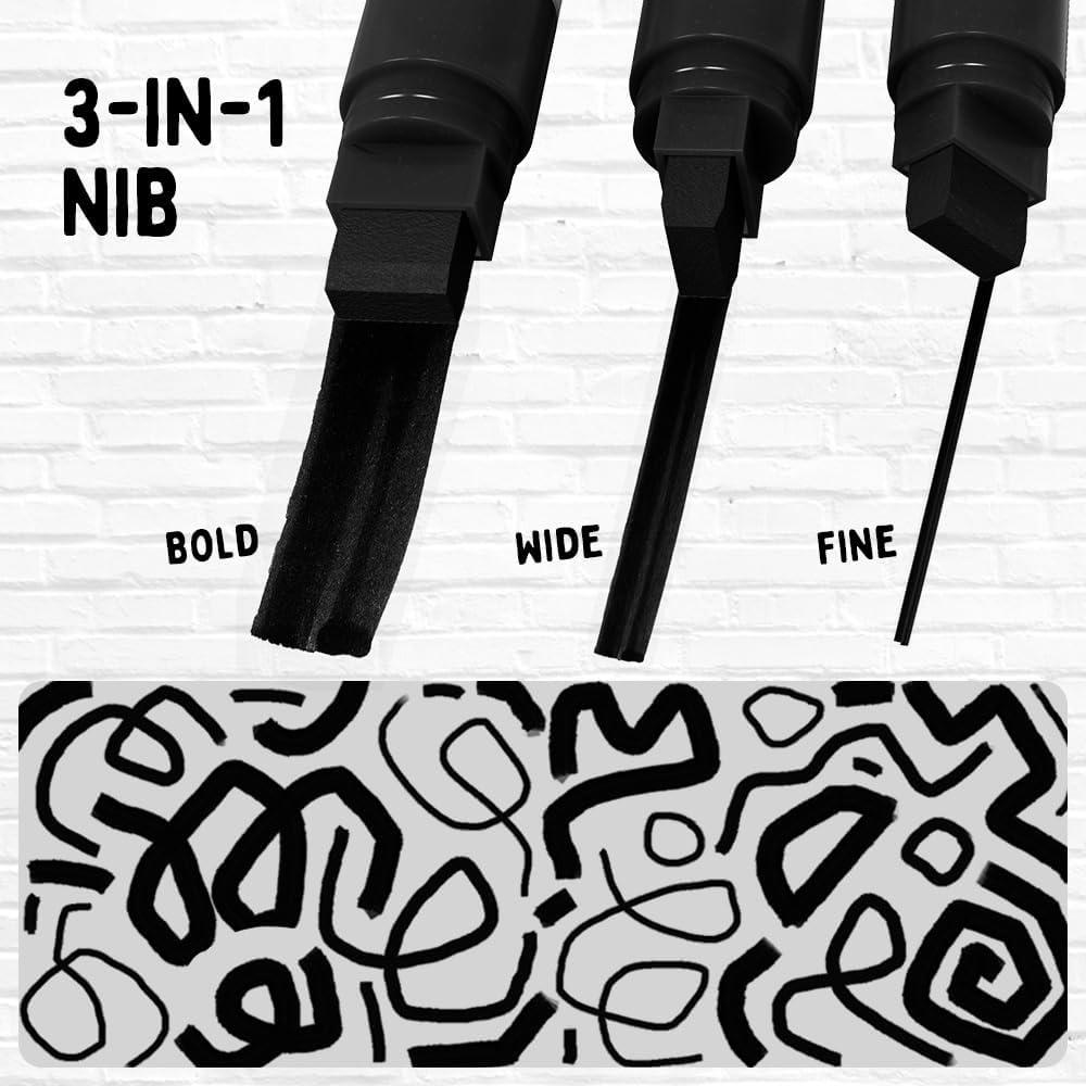 4 Marcadores de Póster Jumbo Funcils 15mm Negros para Madera y Vidrio