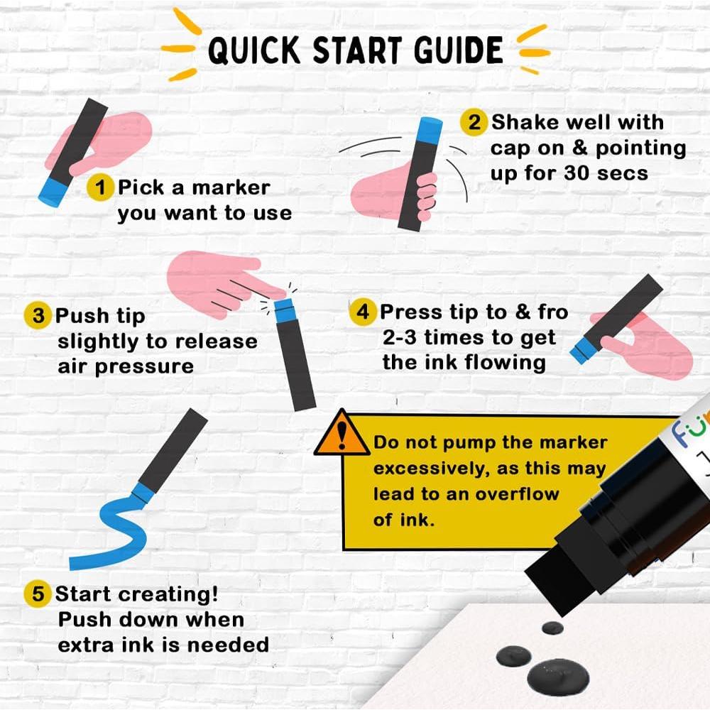 4 Marcadores de Póster Jumbo Funcils 15mm Negros para Madera y Vidrio