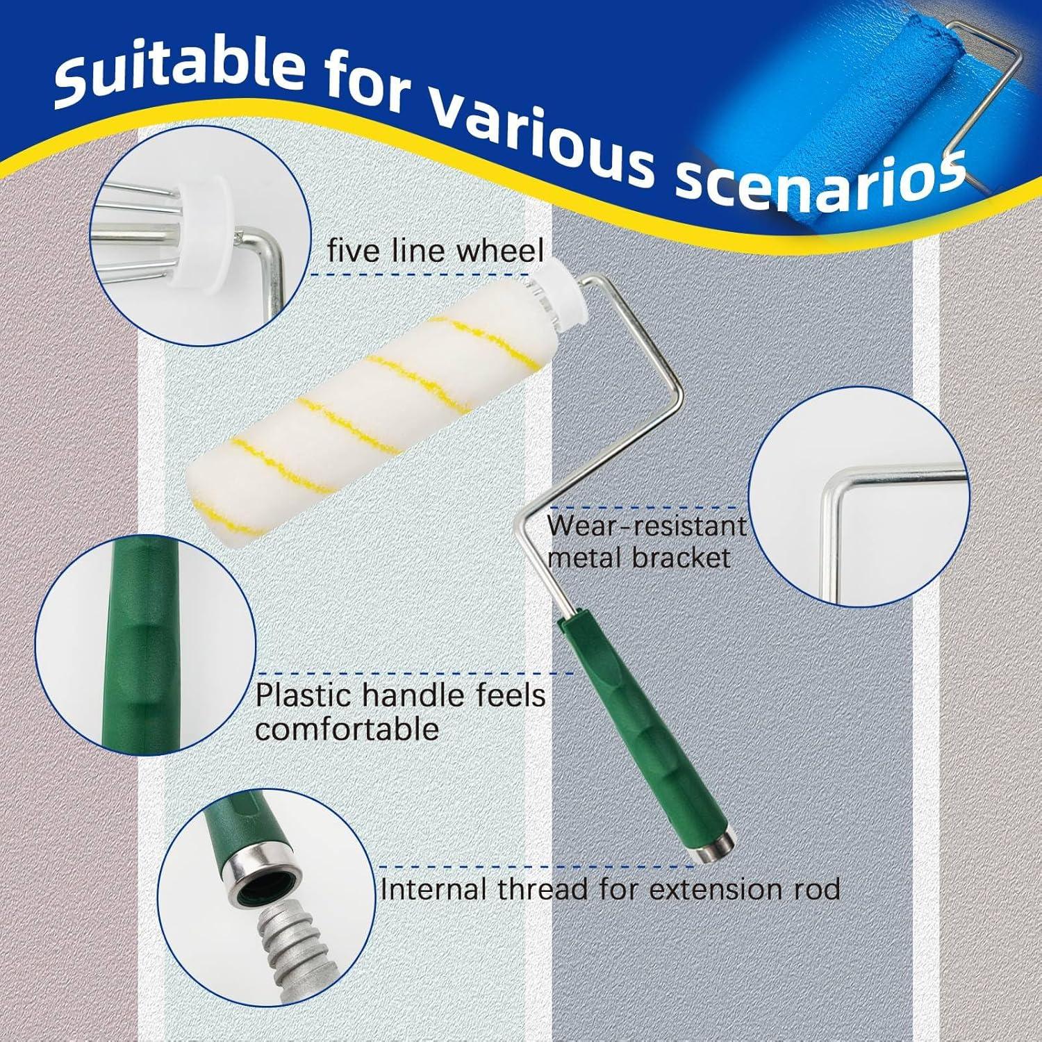 Kit de Rodillos de Pintura Wesquer 18 Piezas con Mango Extensible