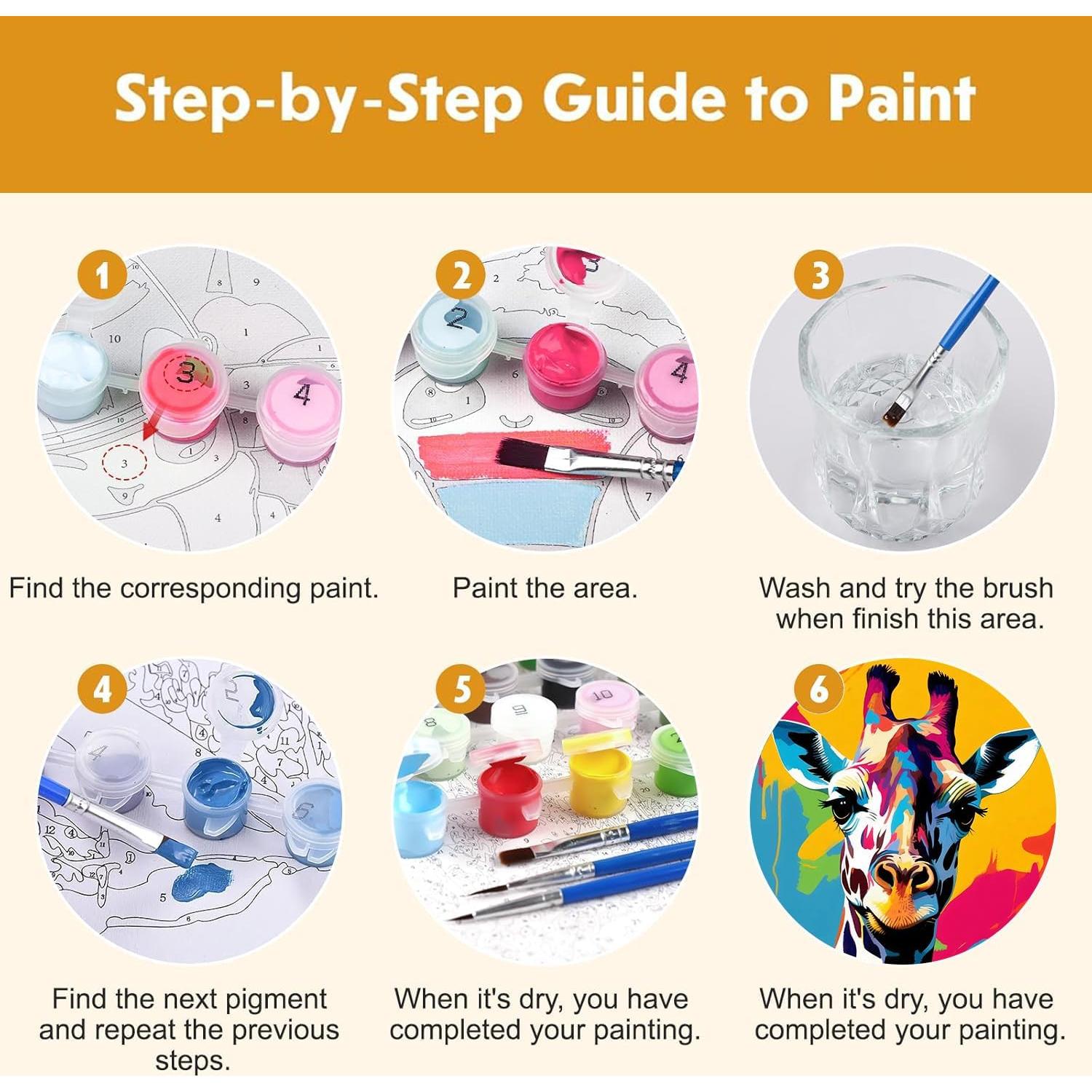 Kit de Pintar por Números MBNTJHT para Niños 20x20 cm