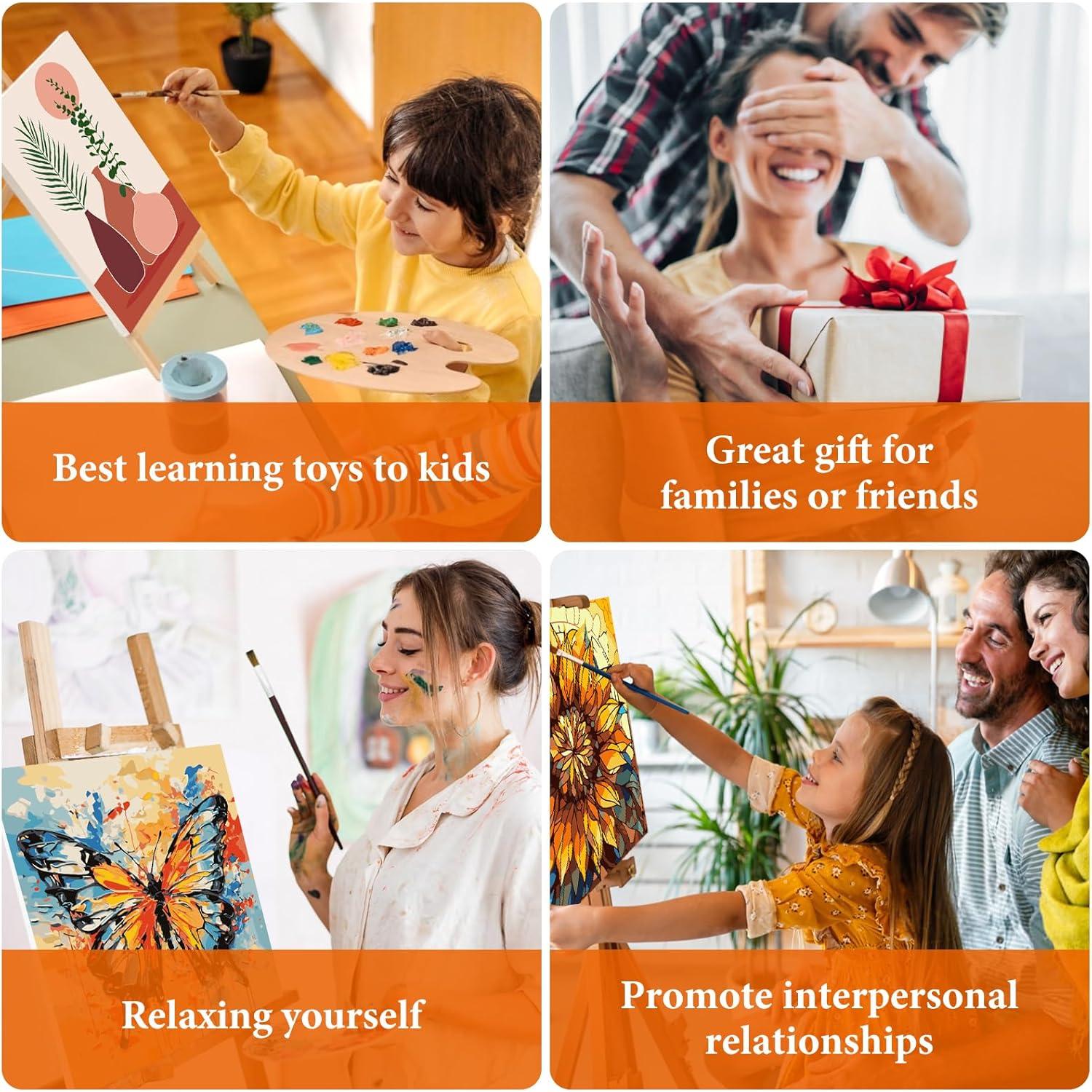 Kit de Pintura por Números Fountor 4 Paquetes Adultos 20x30 cm