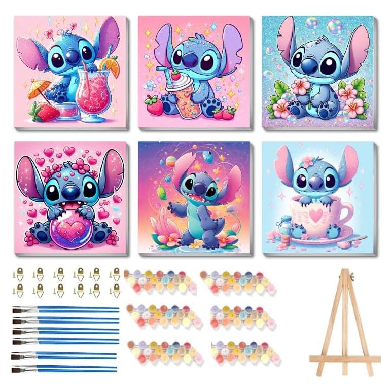 Kit de Pintura por Números para Niños nekpiahu 6 Pack 20x20 cm