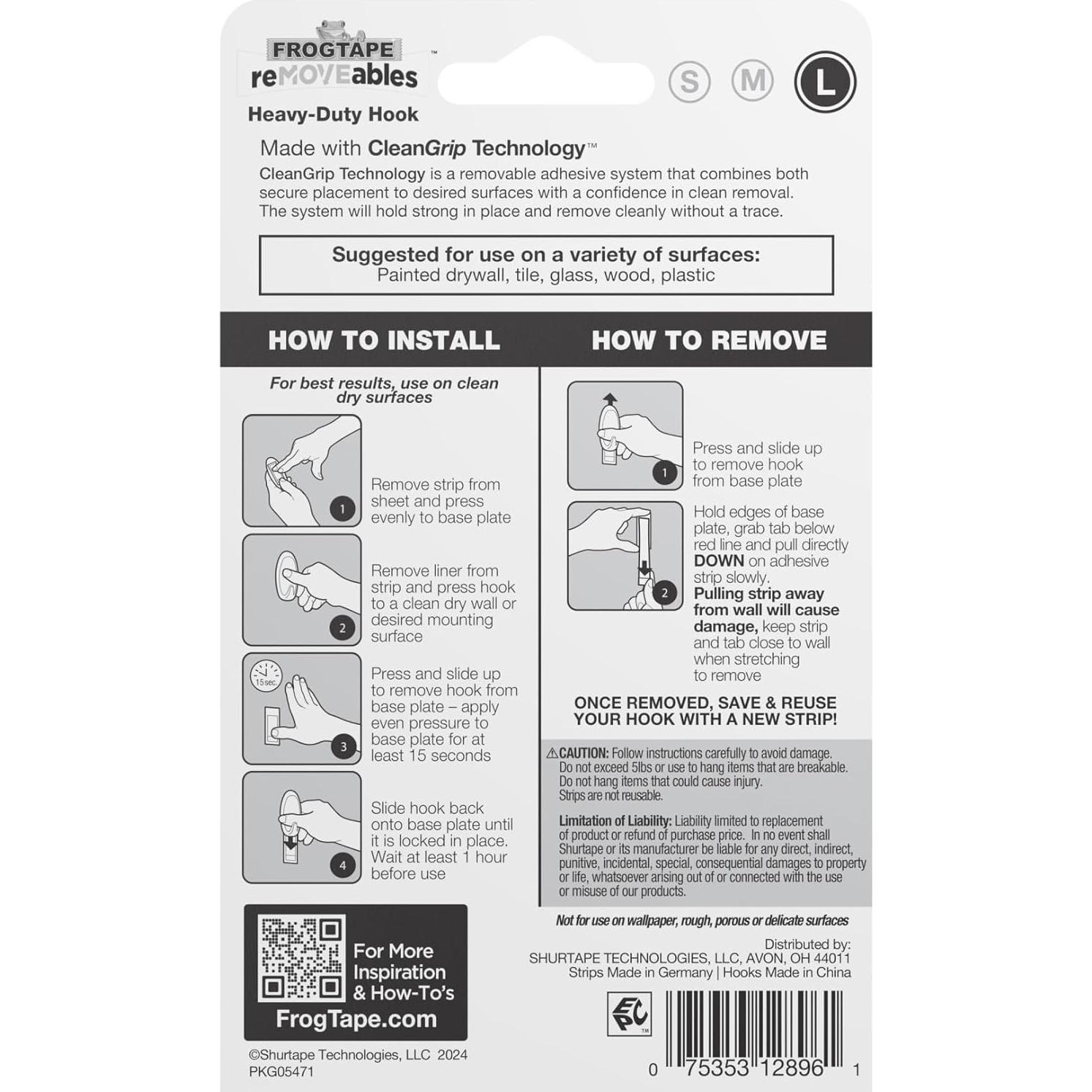 Gancho de Pared Adhesivo FrogTape reMOVEables Blanco 2.27 kg