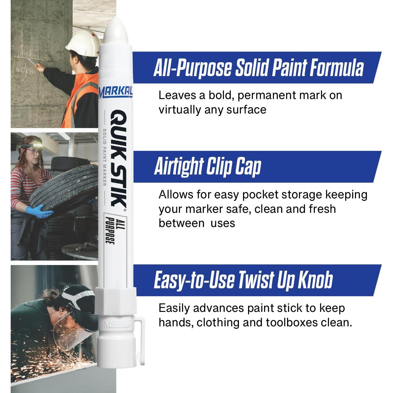 Marcador de Pintura Sólido Markal Quik Stik 12 Unidades Blanco