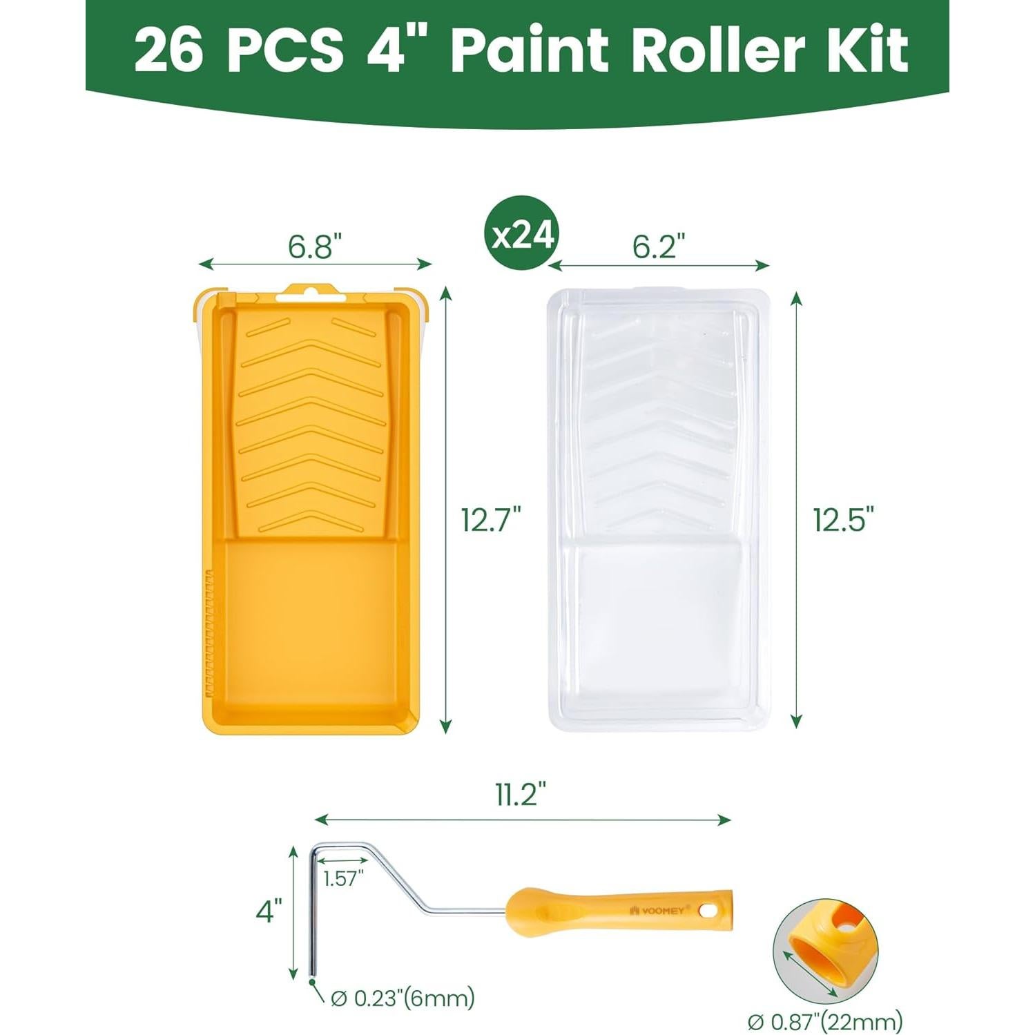 Kit de Pintura Voomey 26 Piezas - Bandeja 4" y Forros