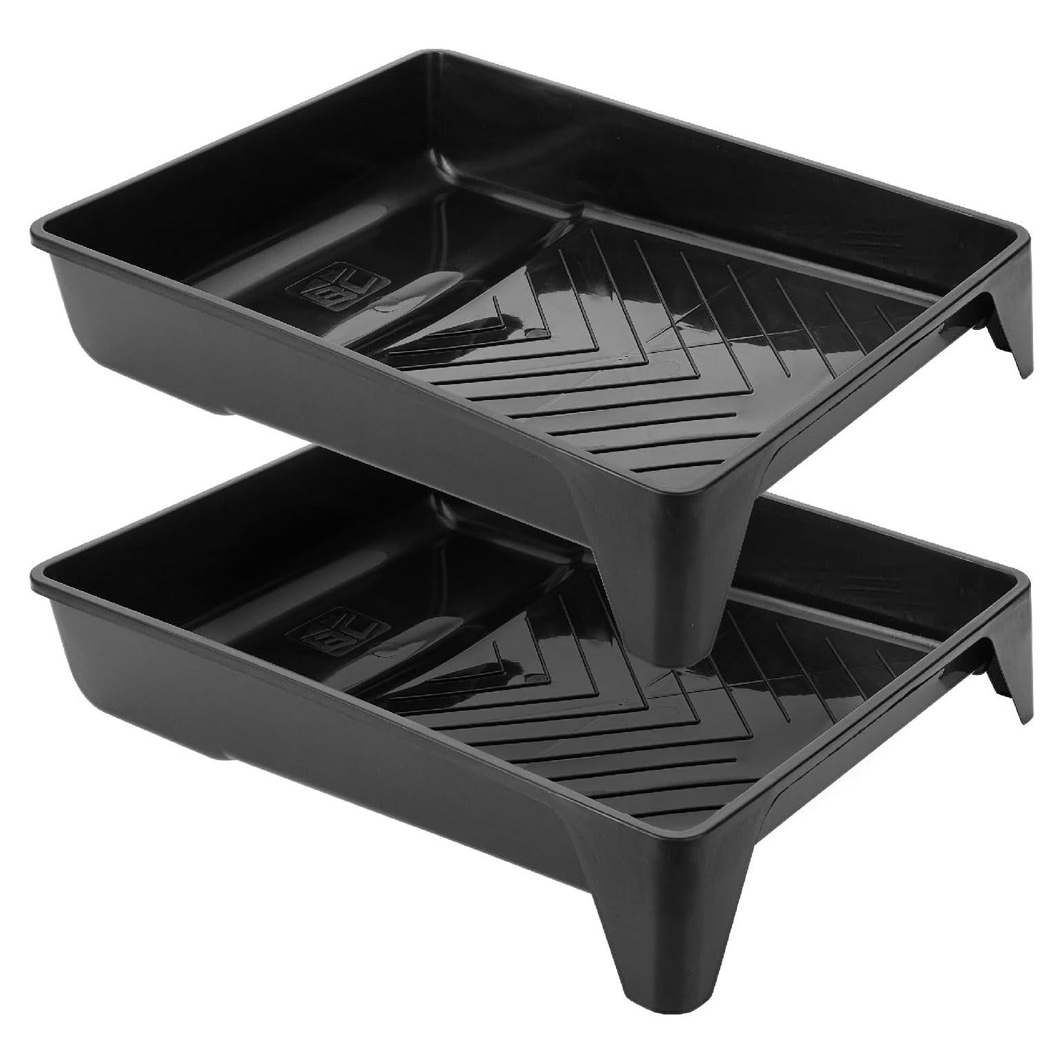 Bandeja de Pintura Bates - Paquete de 2, Plástico Negro 27.94x36.83 cm