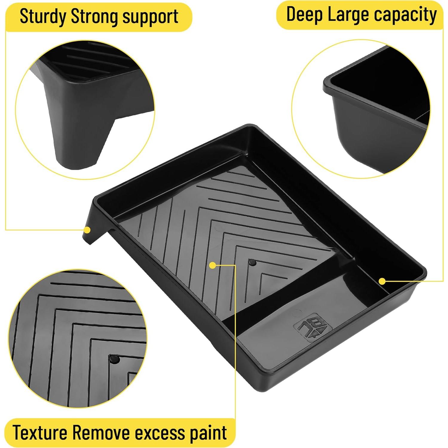 Bandeja de Pintura Bates - Paquete de 2, Plástico Negro 27.94x36.83 cm