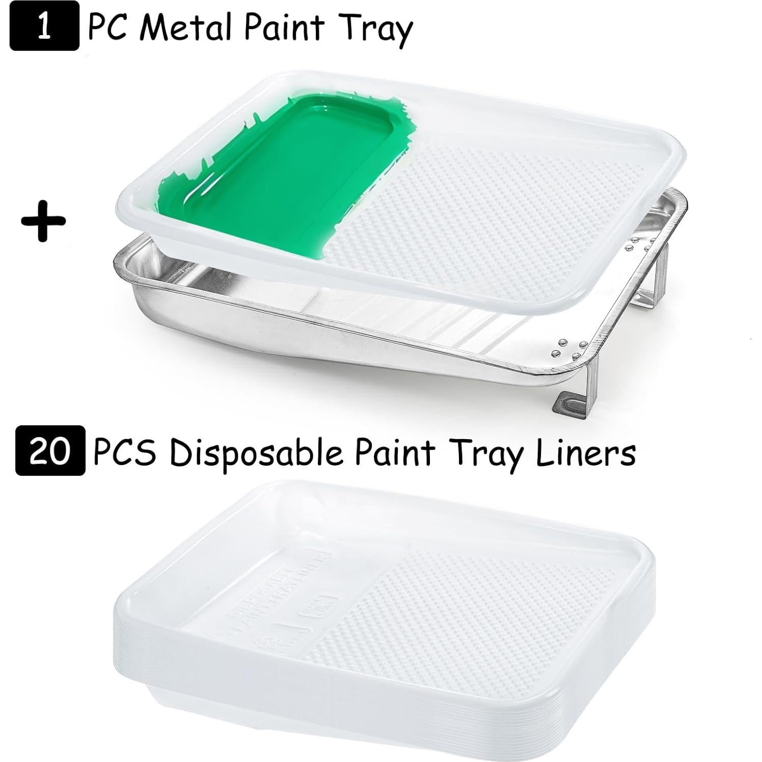 Juego de Bandeja de Pintura Jucoan 9" Metal + 20 Forros Desechables