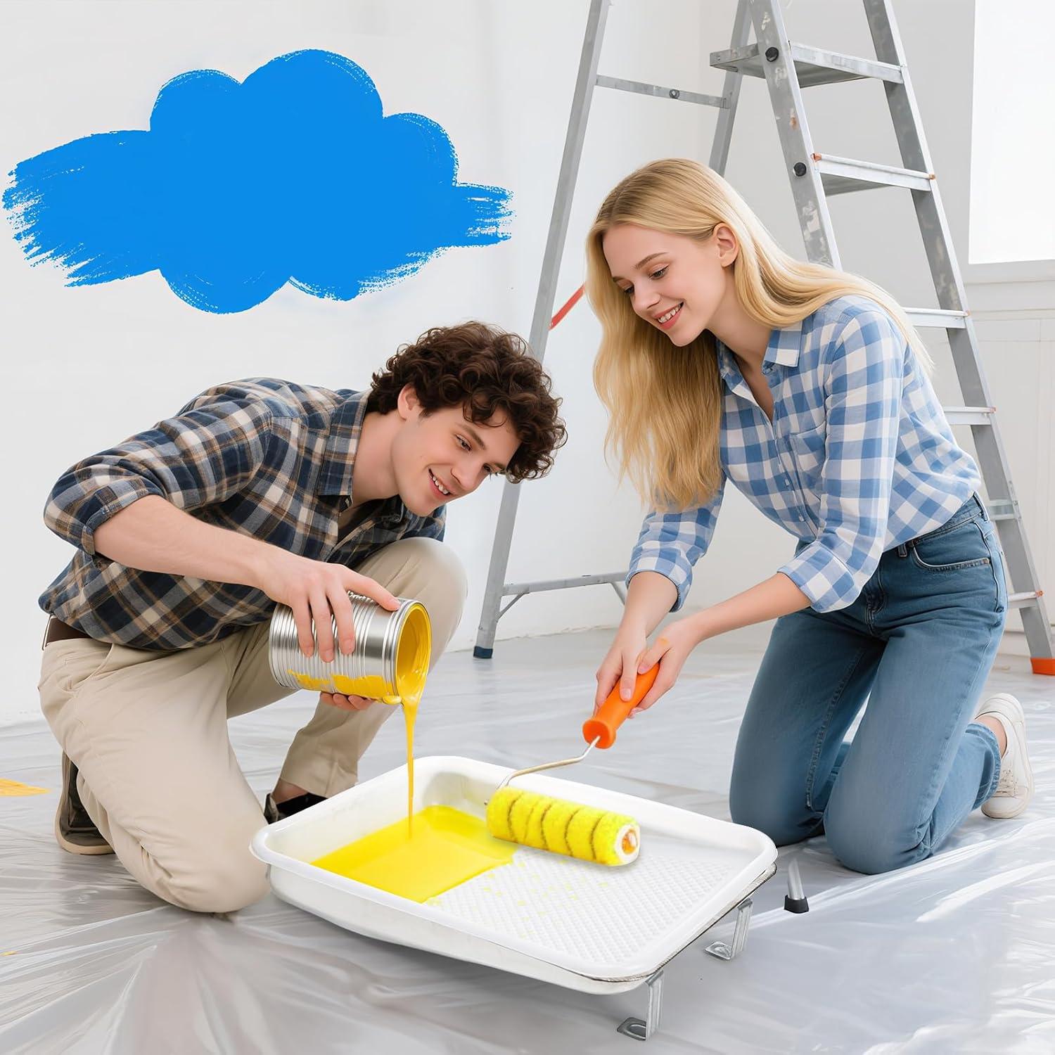 Juego de Bandeja de Pintura Jucoan 9" Metal + 20 Forros Desechables