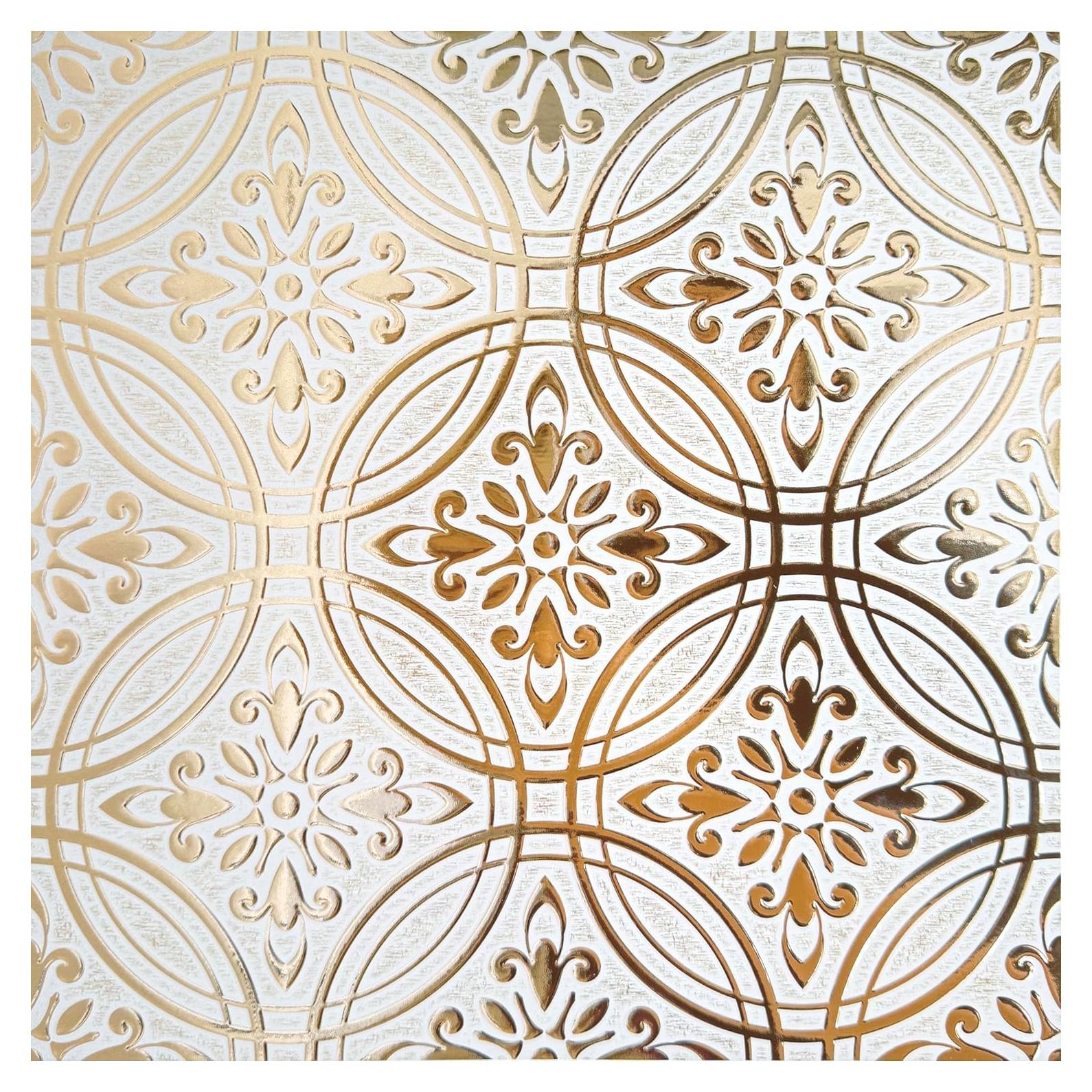 Azulejos de papel autoadhesivos Main Street 24-Pack 20x20 cm dorado