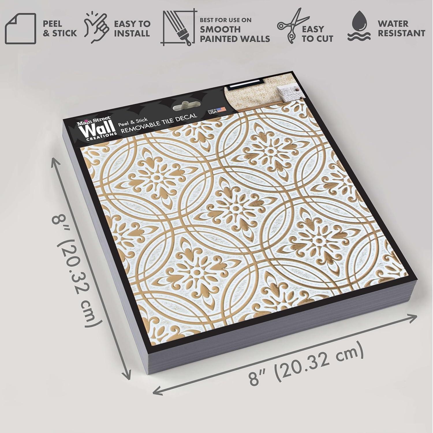 Azulejos de papel autoadhesivos Main Street 24-Pack 20x20 cm dorado