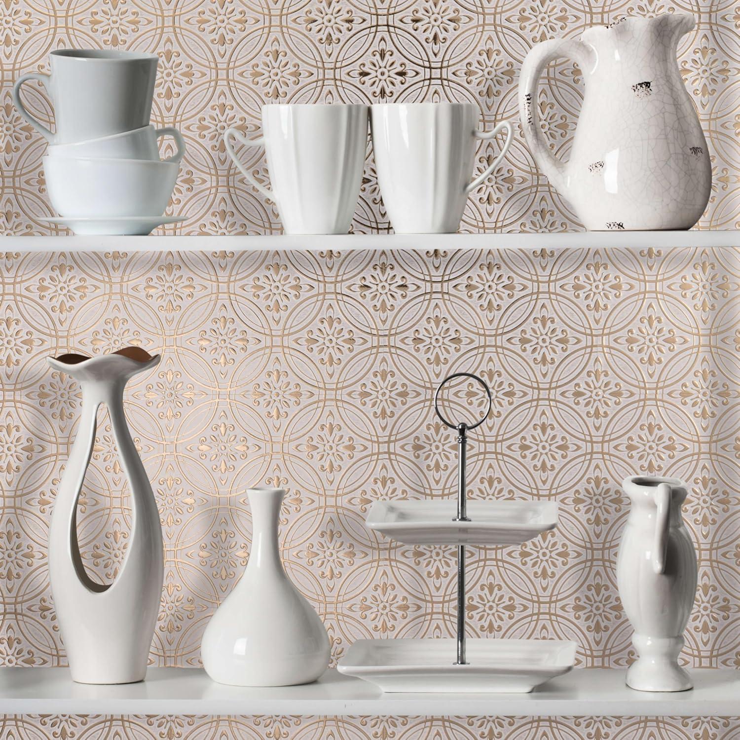 Azulejos de papel autoadhesivos Main Street 24-Pack 20x20 cm dorado