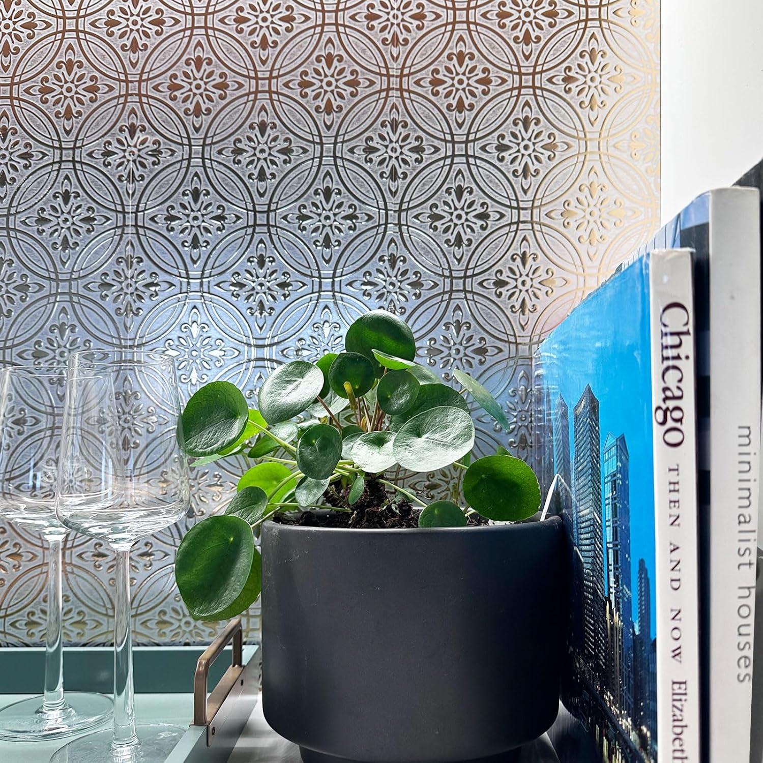 Azulejos de papel autoadhesivos Main Street 24-Pack 20x20 cm dorado