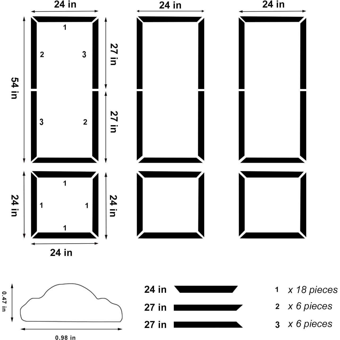 Kit de Molduras de Pared Autoadhesivas TRAIN2 ART 6 Juegos 61x137 cm