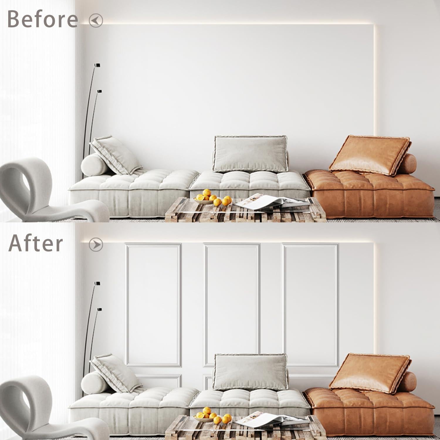 Kit de Molduras de Pared Autoadhesivas TRAIN2 ART 6 Juegos 61x137 cm