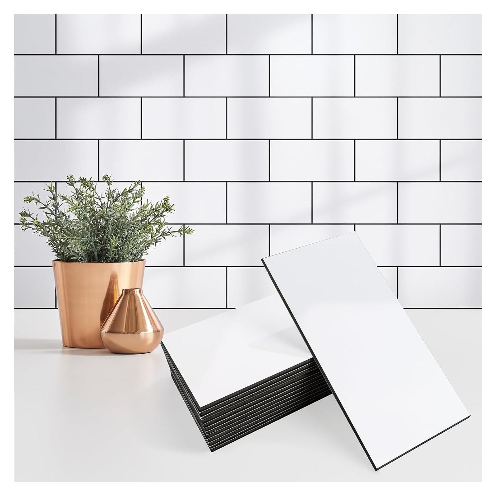 100 Azulejos Autoadhesivos StyloVue 15.24x7.62 cm Blanco Brillante